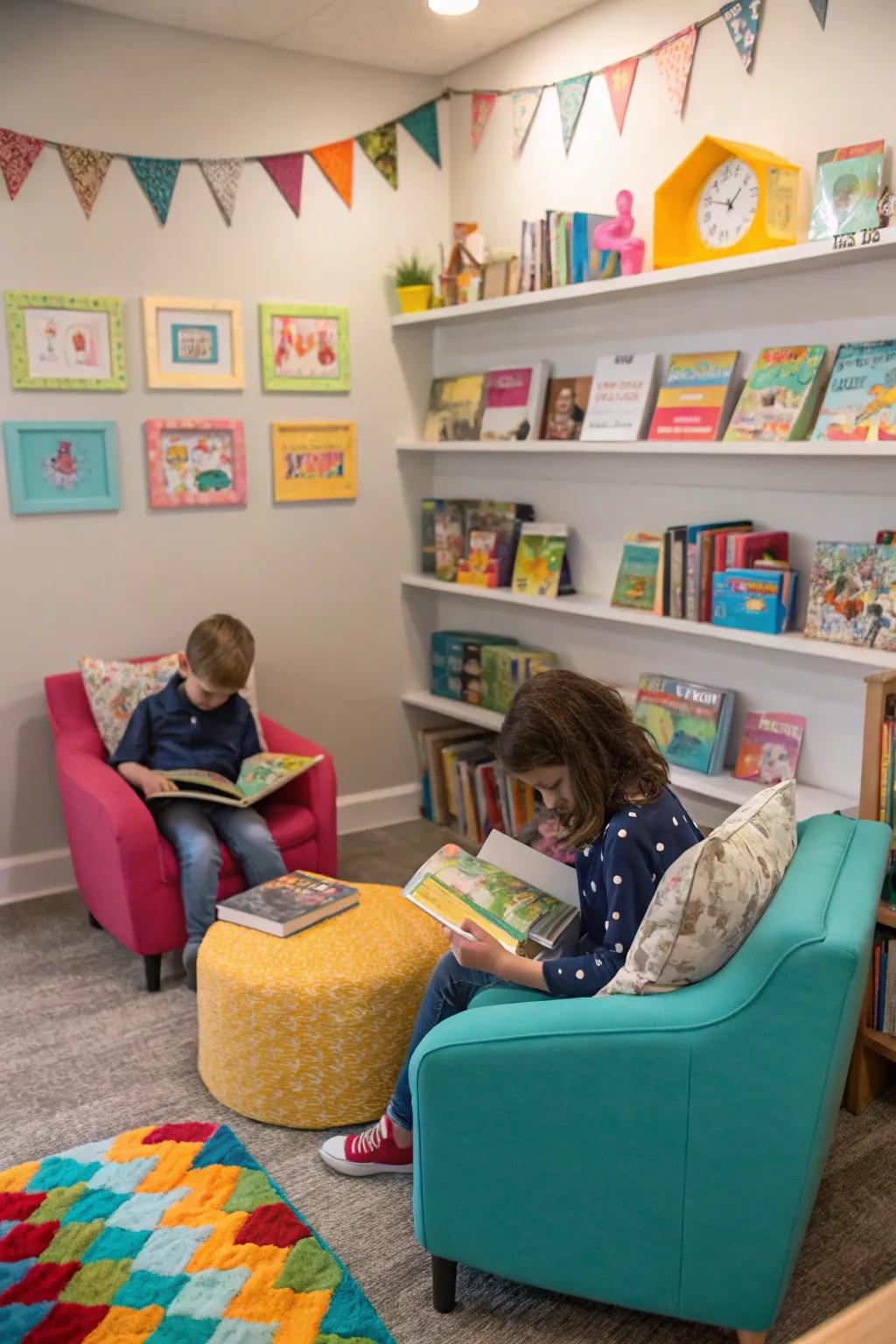 A playful and adaptable reading space for kids.