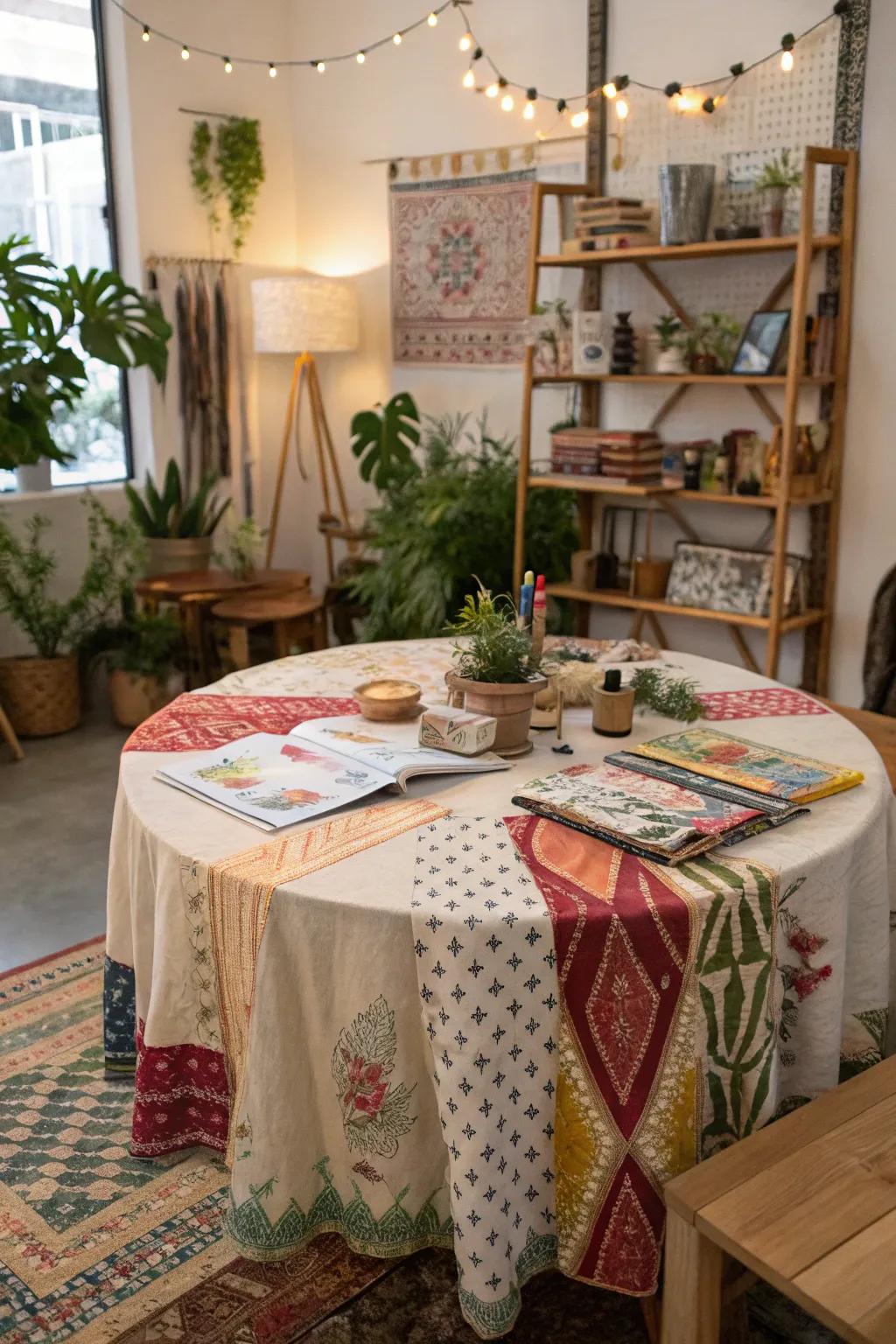 Mixing fabrics introduces a distinctive, eclectic charm.