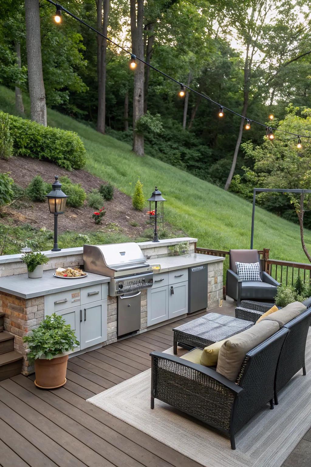 An outdoor kitchen transforms cooking into an alfresco delight.