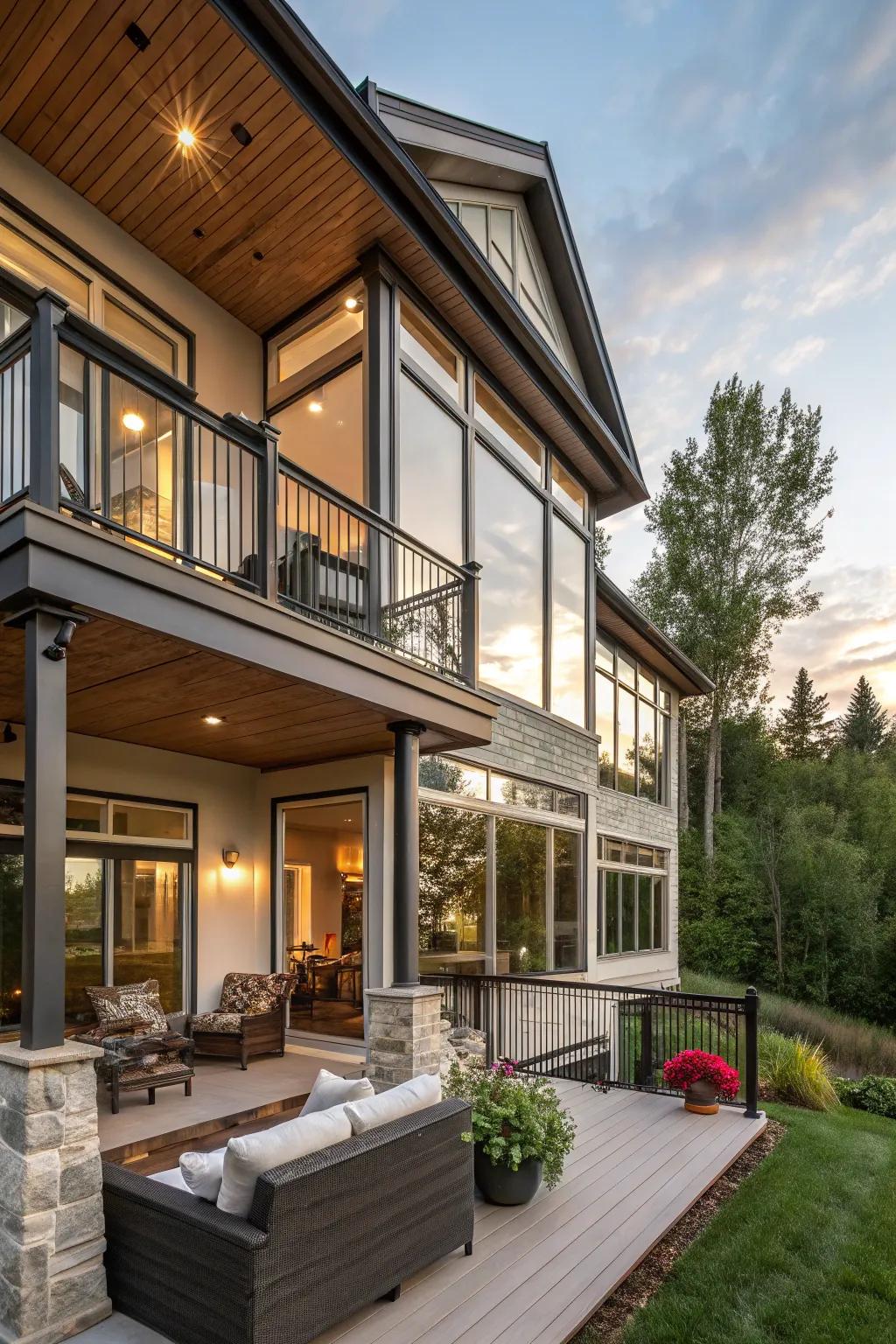 A balcony adds flair and functionality.