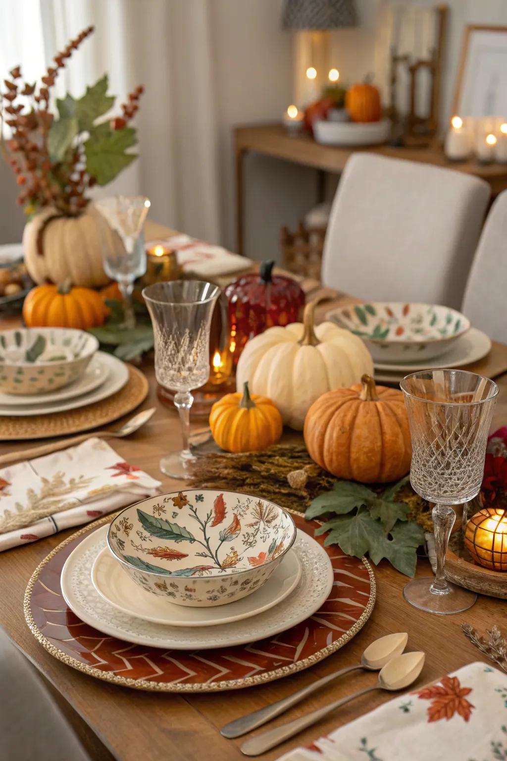 Mixing dinnerware styles adds character to your table.