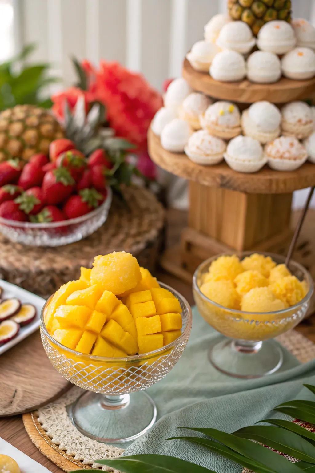Tropical sweets designed to enchant your esteemed guests.