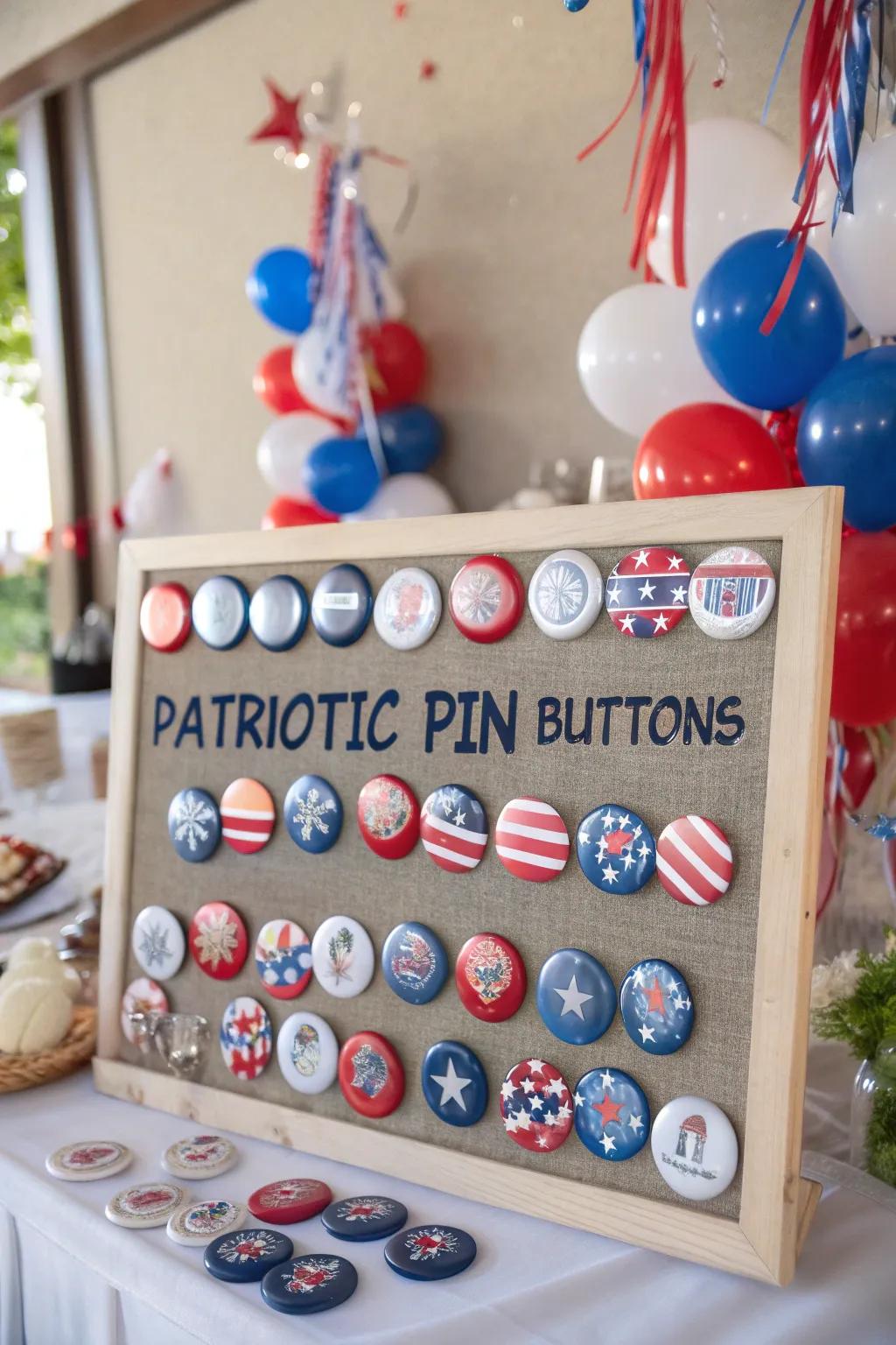 Patriotic pin buttons for a fun accessory