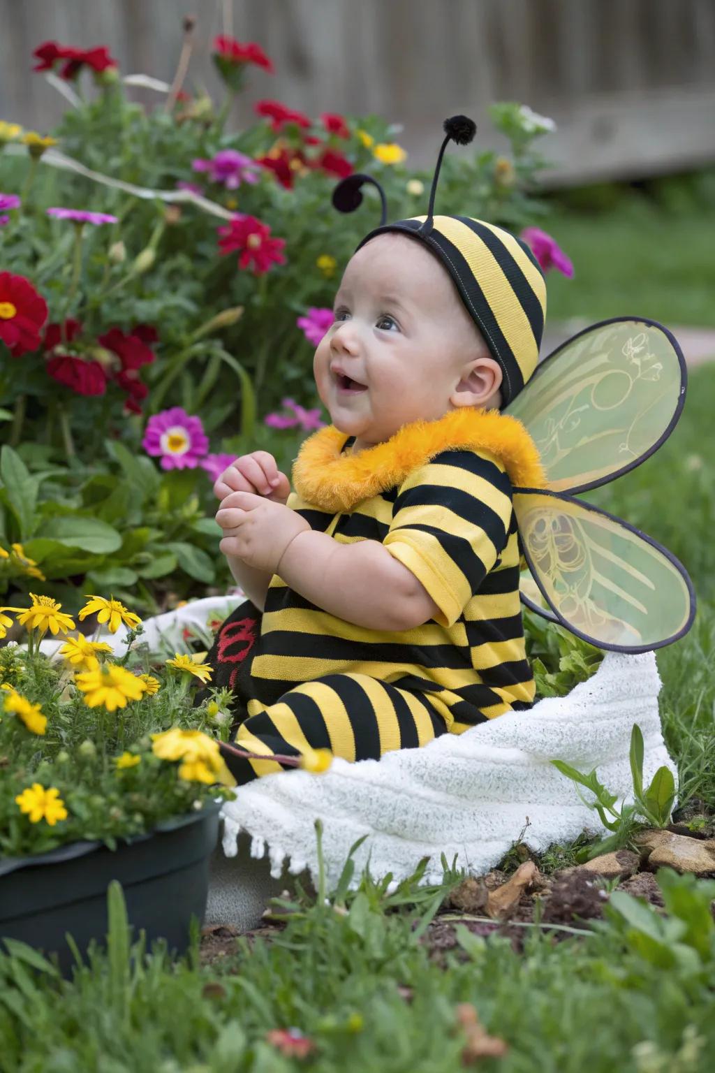 Buzzing with cuteness, this little bee is ready for Halloween.