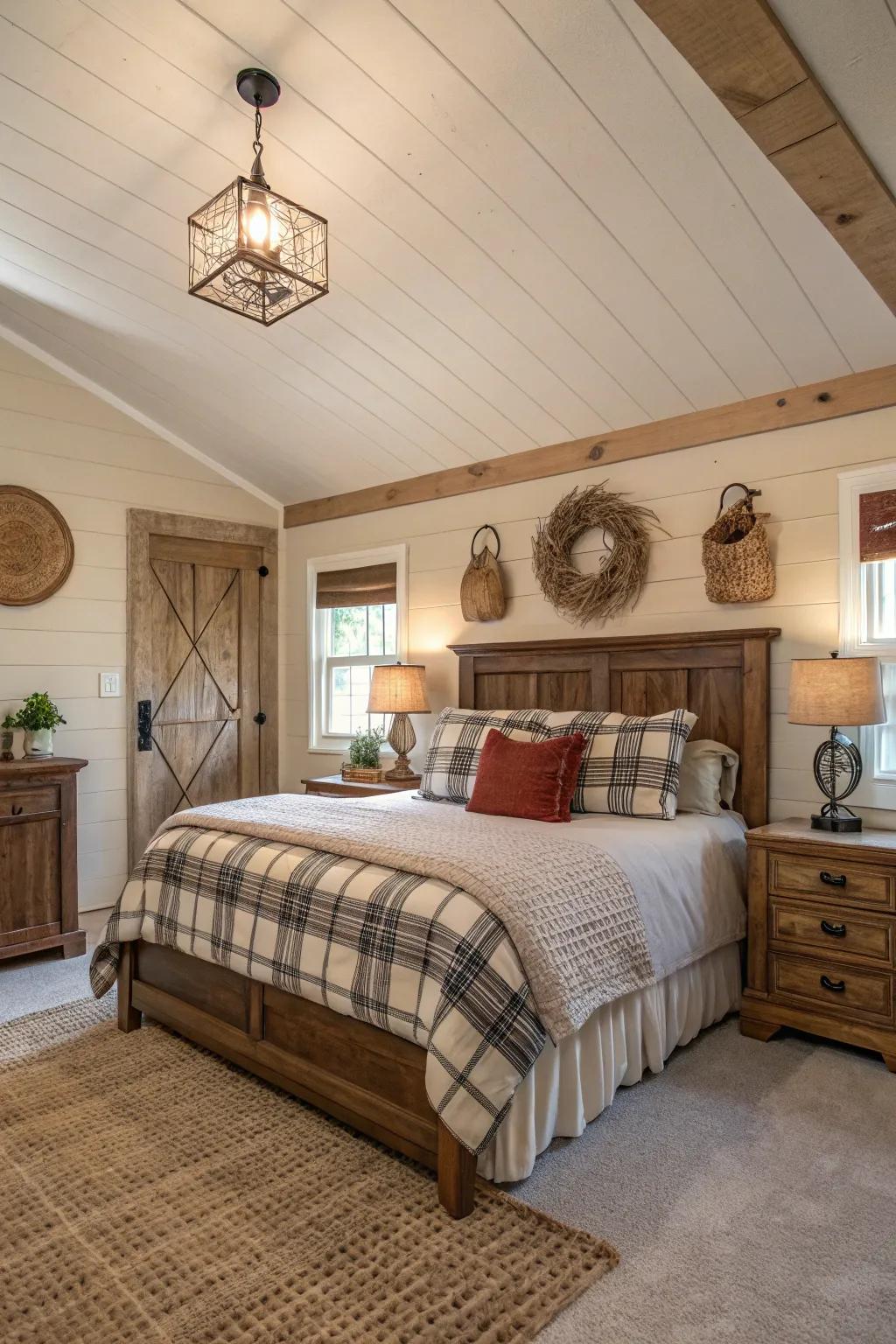 Embrace farmhouse charm with shiplap ceilings.