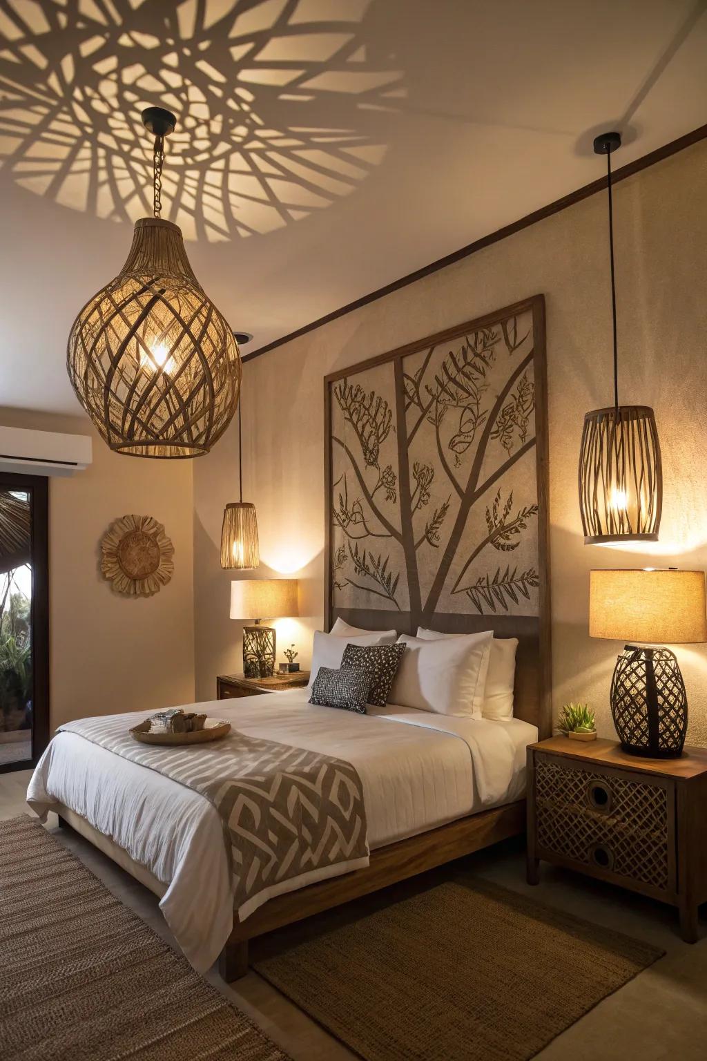 Unique lighting fixtures can add both style and function to your bedroom.