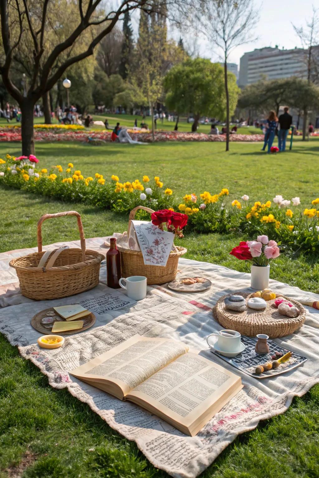 Combine nature and literature with a picnic blanket crafted from big book pages.