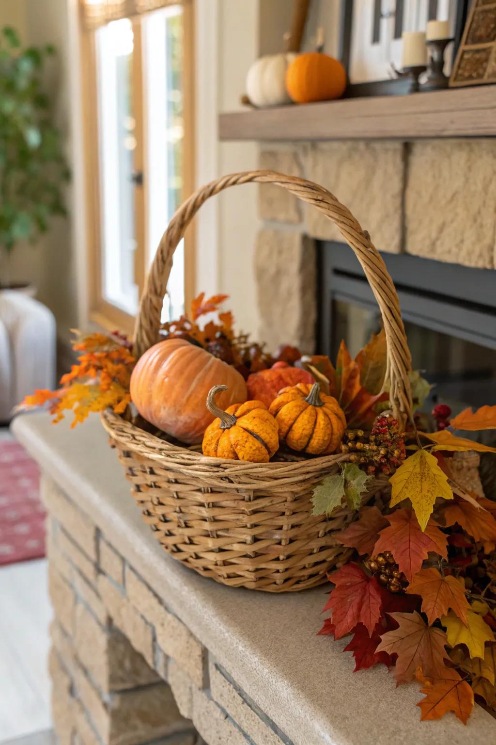 Mini pumpkins add a traditional touch to your boo basket.