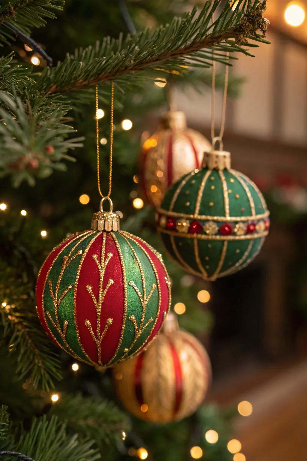Old-fashioned ornaments contribute a sentimental impression to your tree.