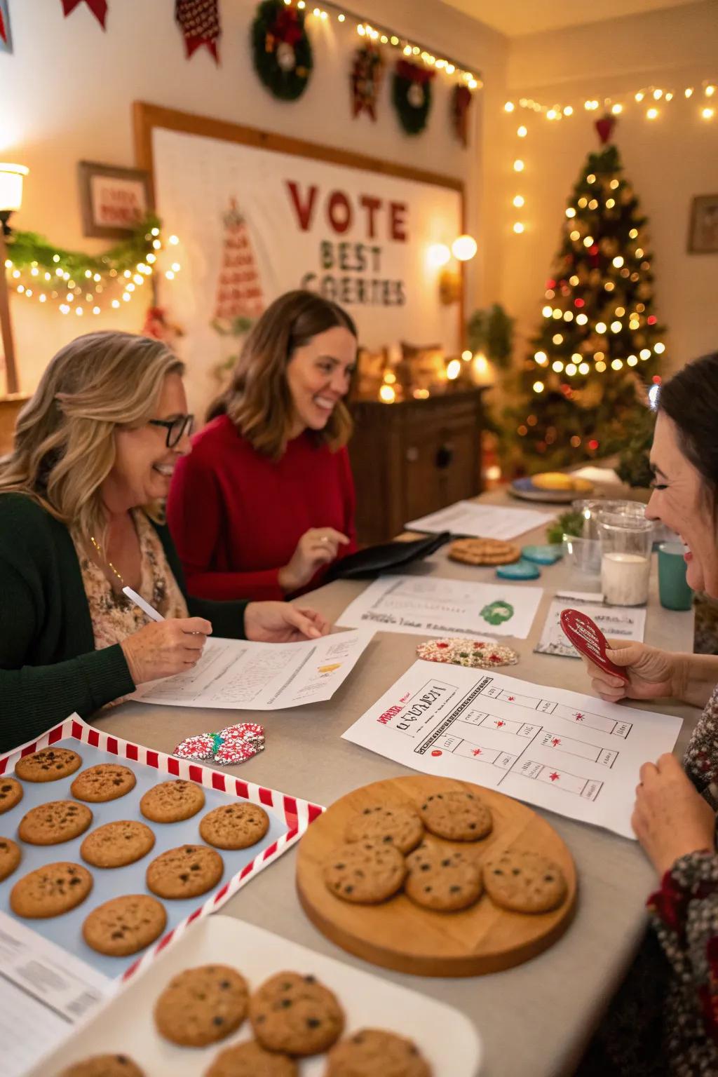 Guests enjoying a friendly cookie contest.