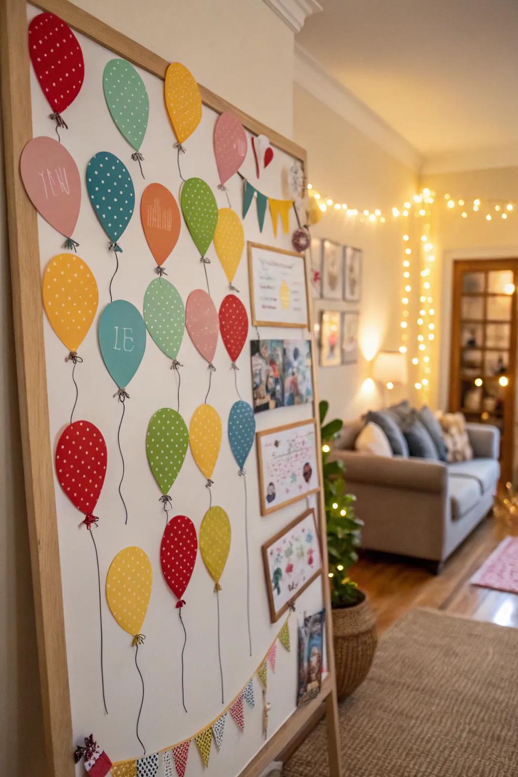 Celebrate in style with a air-filled sphere-themed board.