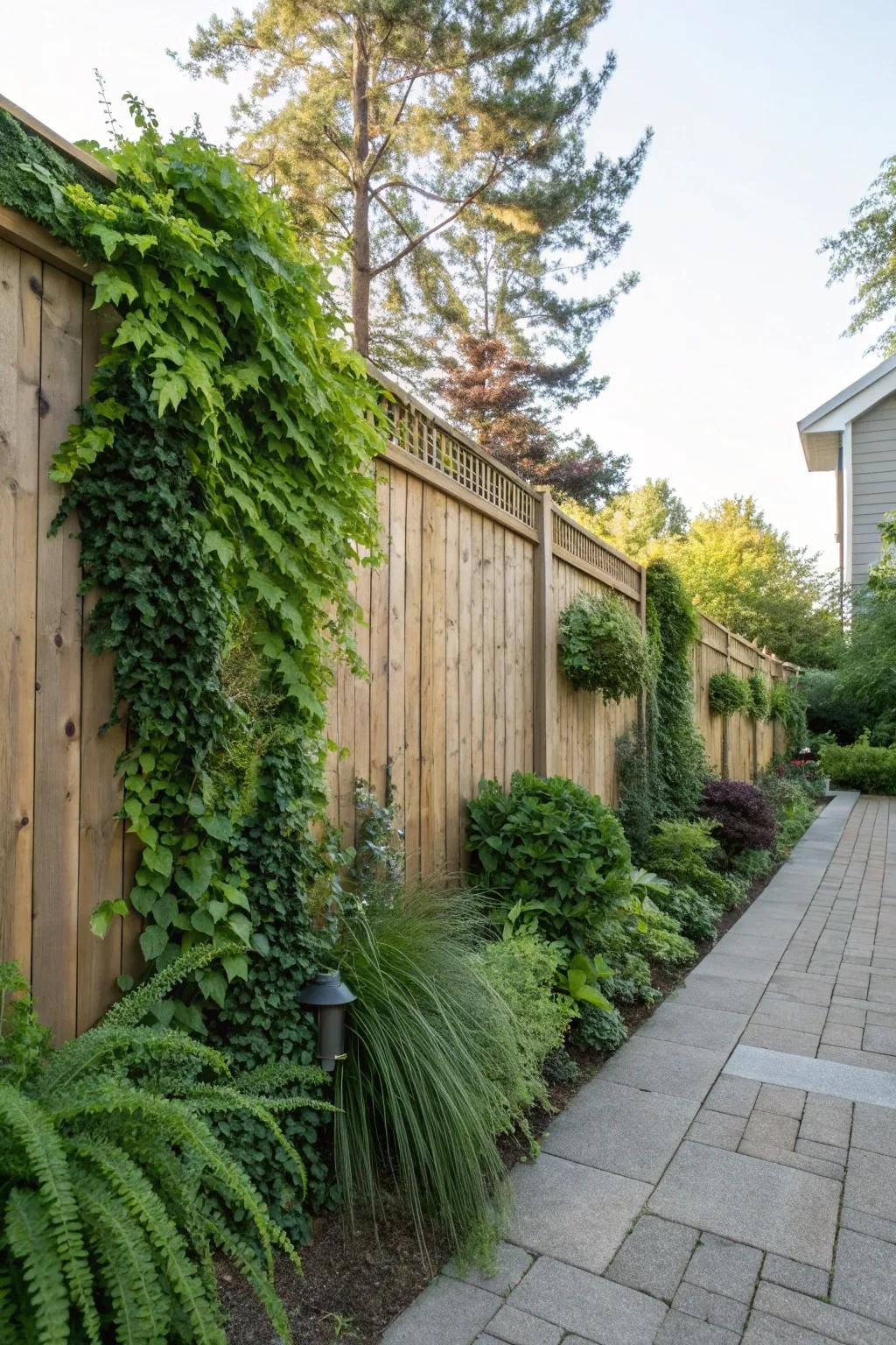 A living wall infuses greenery and vitality into your barrier.