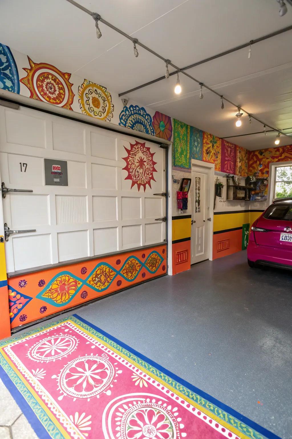 DIY painted baseboards bring a splash of color and personality to your garage.