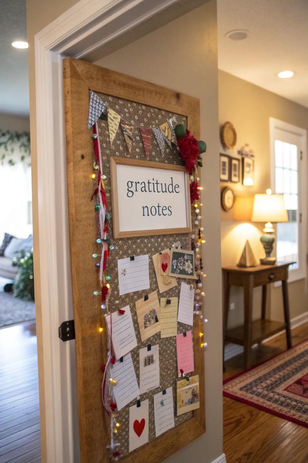 A bulletin board style gratitude wall.