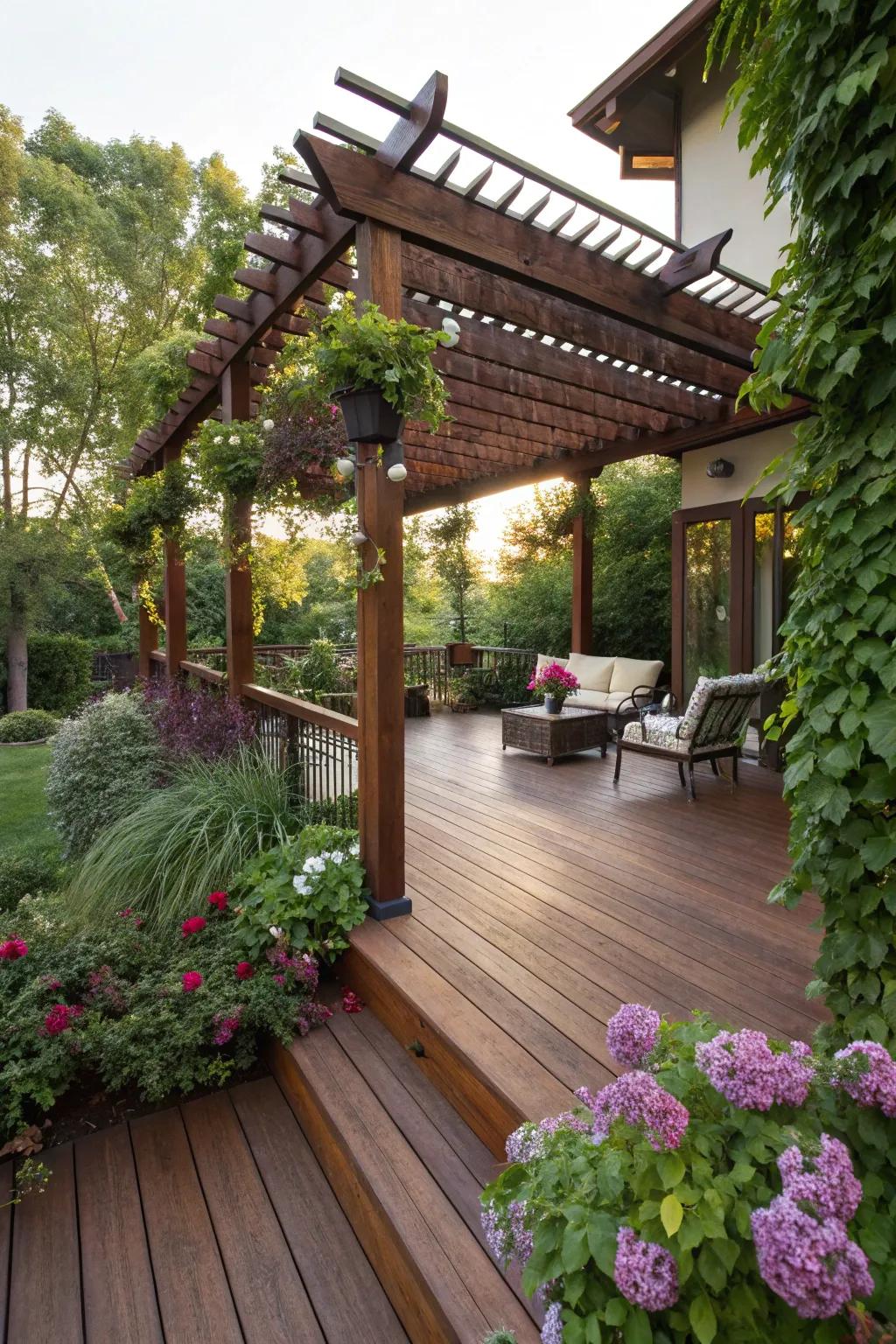 A pergola adds charm and shade to your deck.