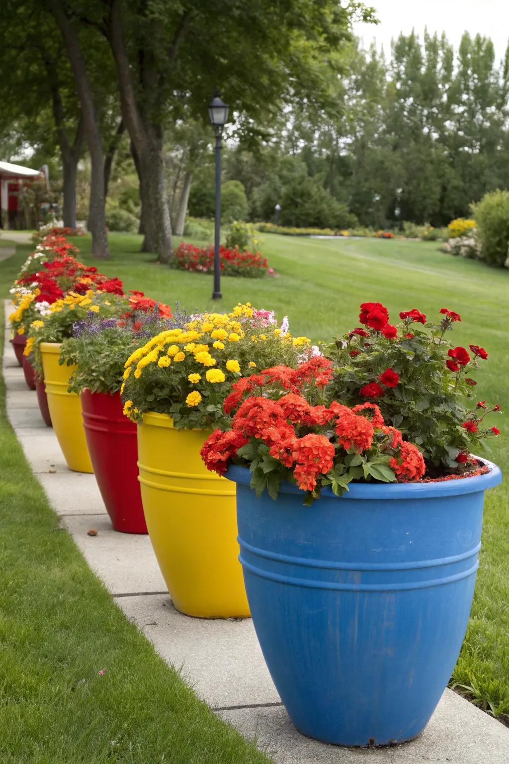 Make a statement with bold-colored pots.