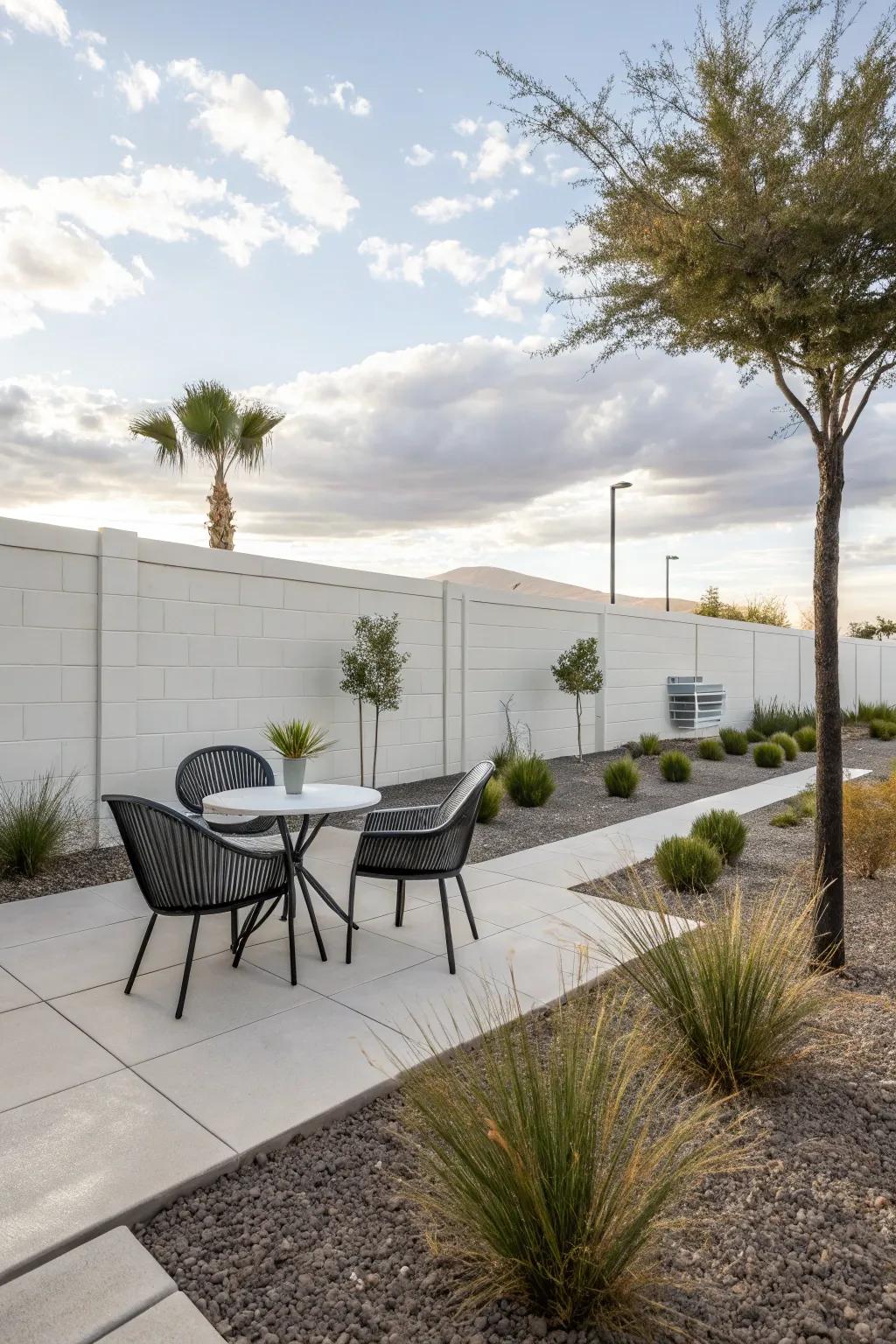 Minimalist Las Vegas backyard with sleek design elements.