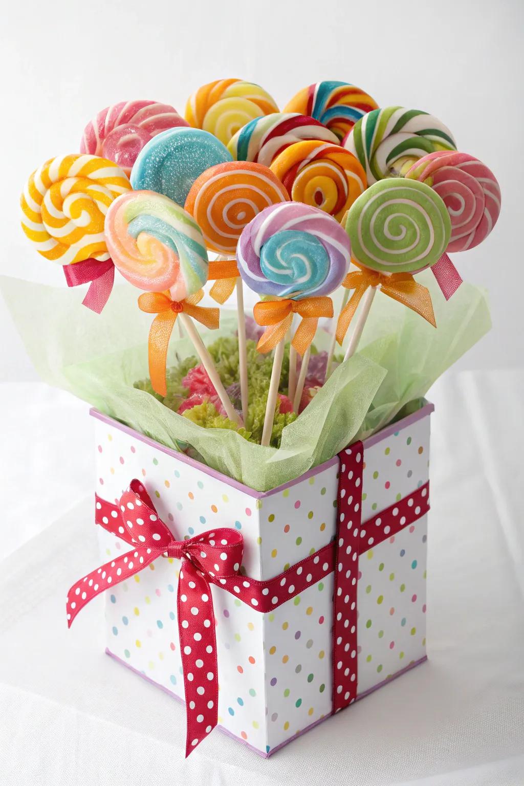 A surprising sweet treat posy in a gift box
