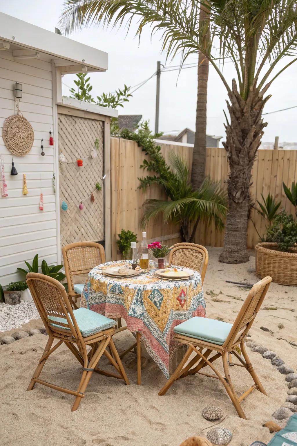 Embrace coastal vibes with a rattan bistro set.