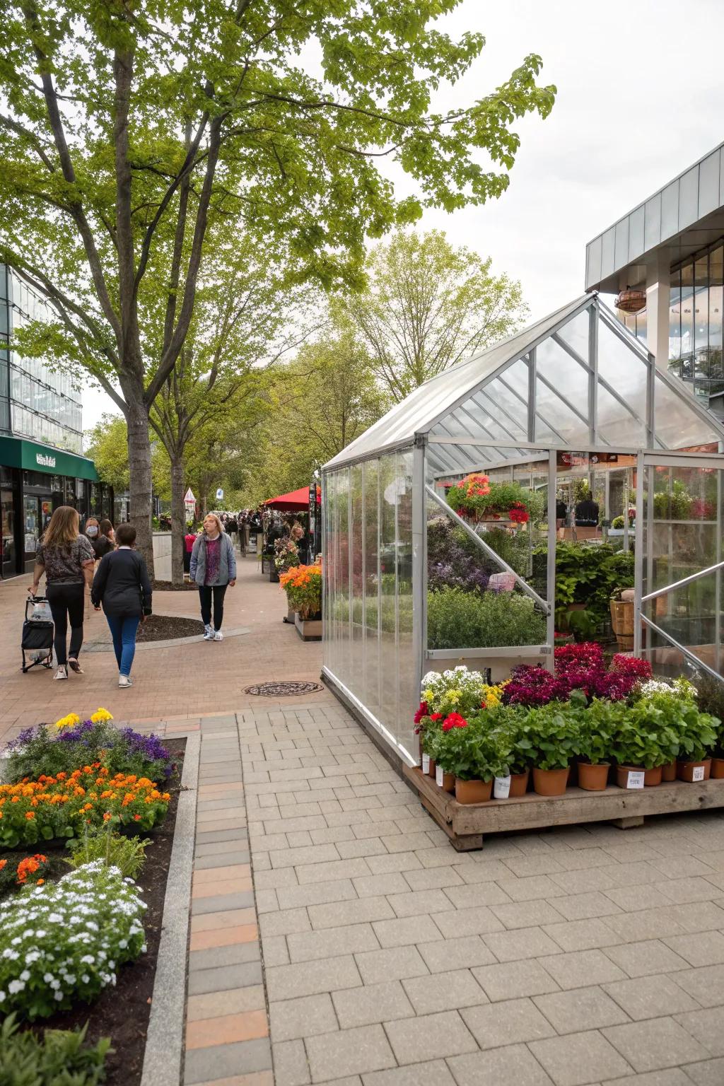 Temporary greenhouse to host vibrant, seasonal exhibits.