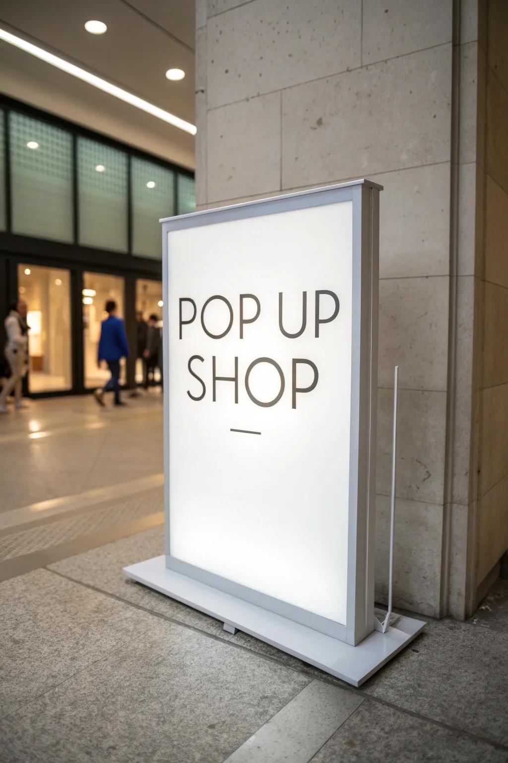 Simple sign that exudes class and clarity at a pop-up.