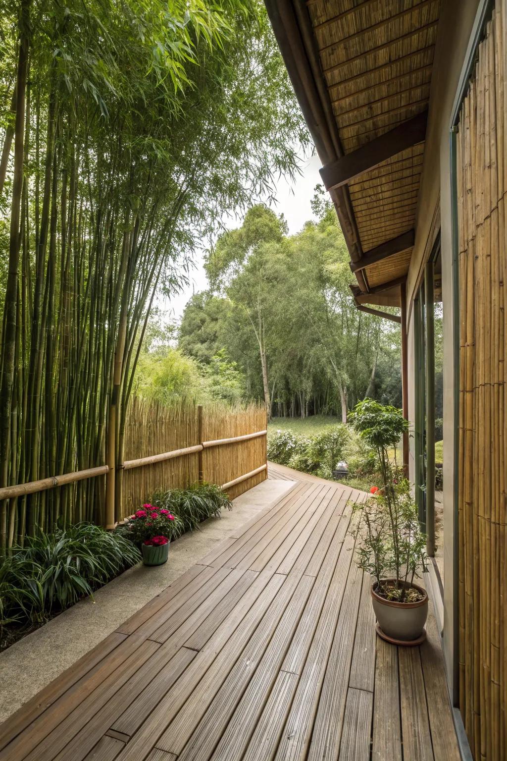 Bamboo fencing provides a natural and tropical privacy solution.