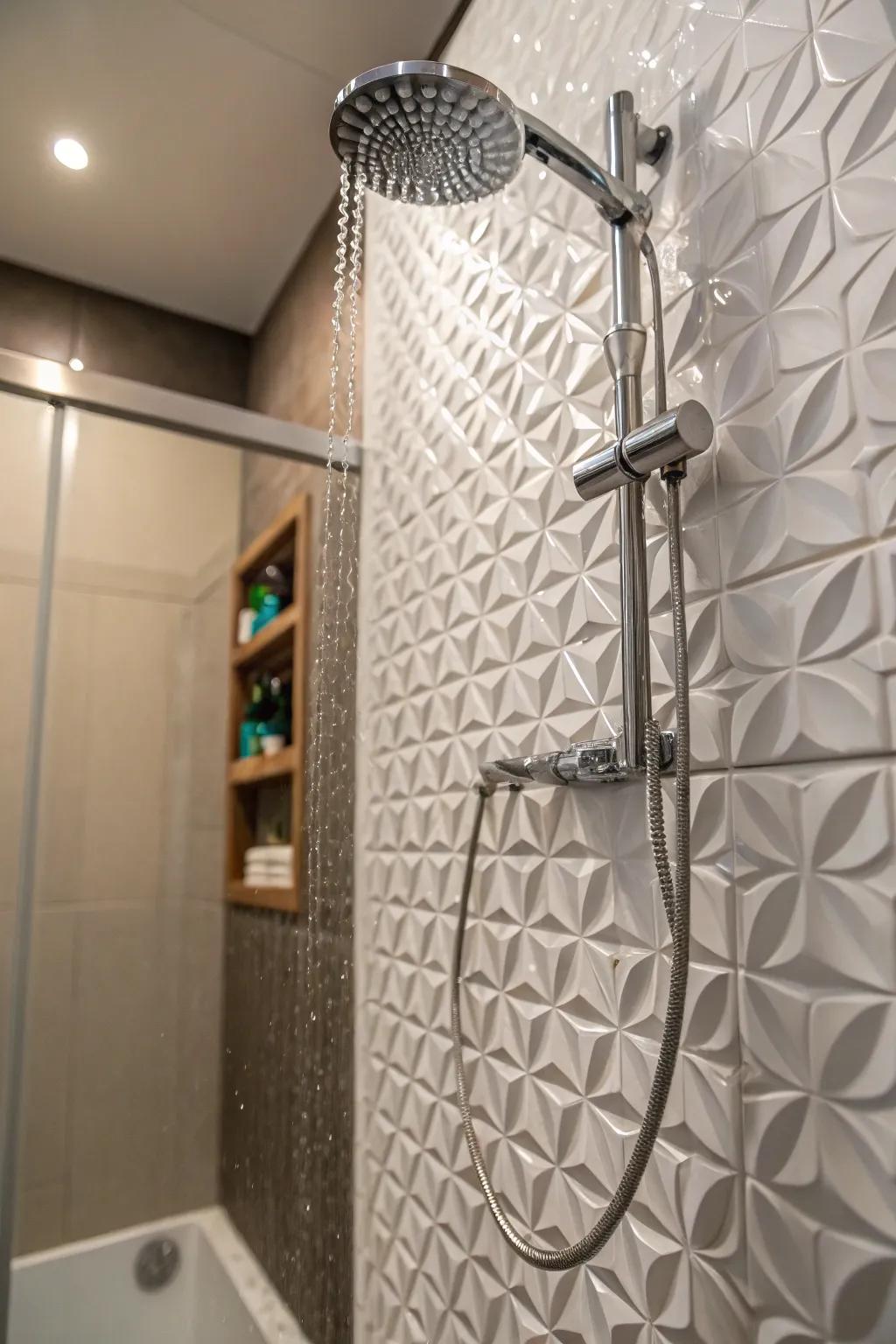 3D tiles infuse a tactile and visual tier to showers.