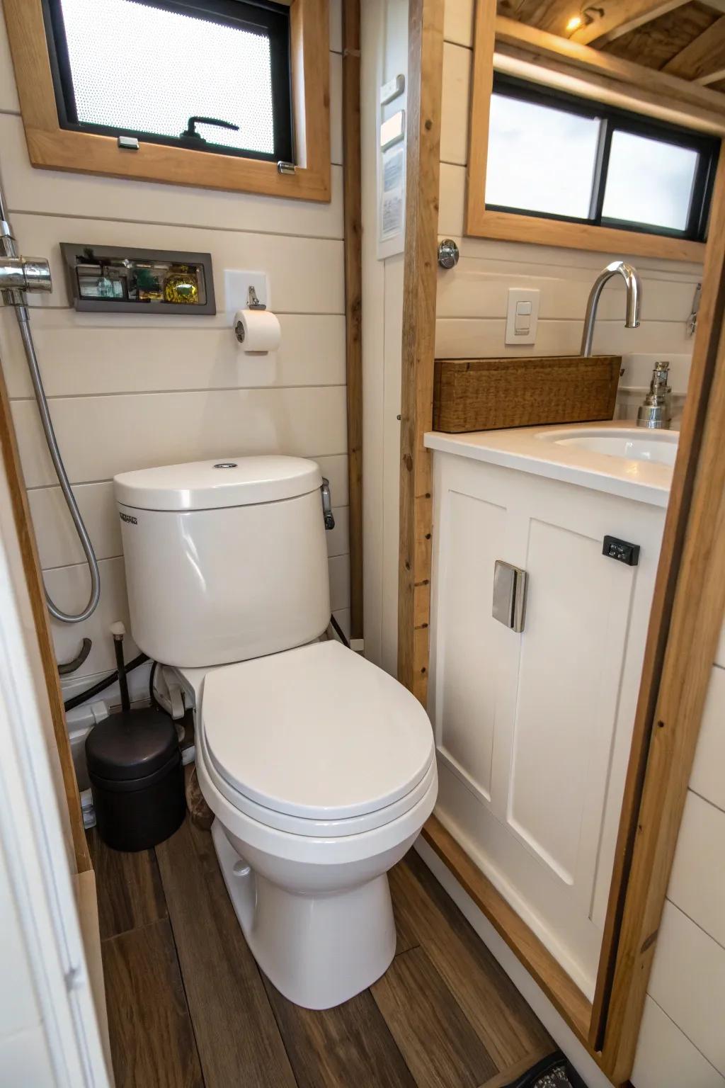 Macerating toilet providing flexible setup options
