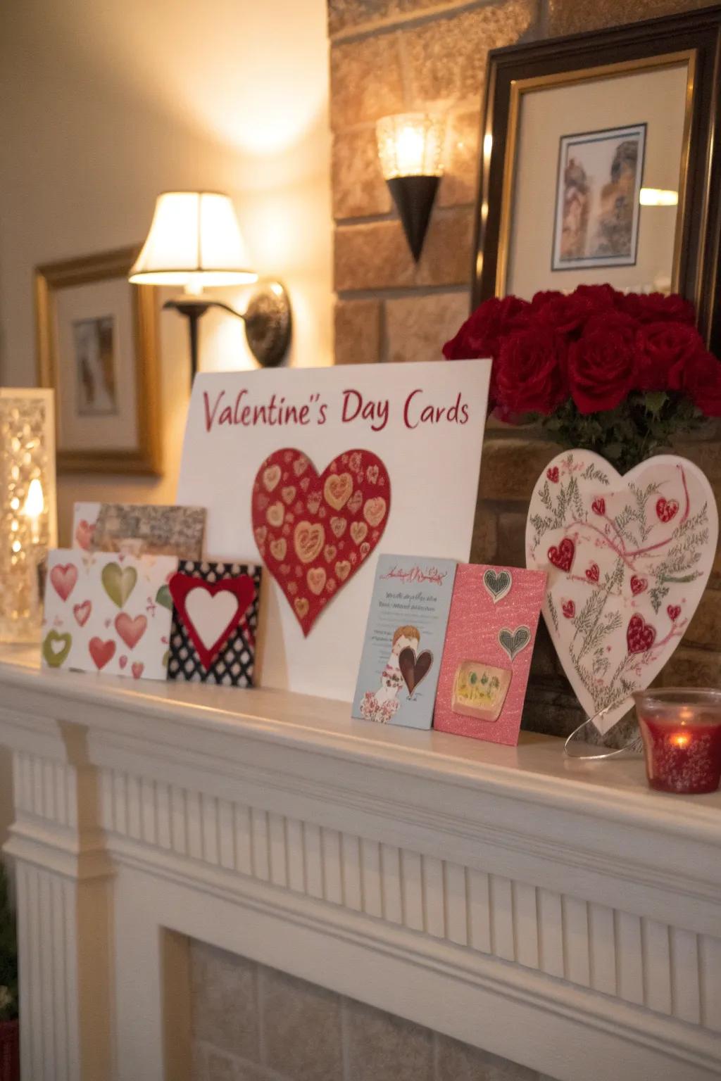 Add a personal touch to your decor with beautifully framed Valentine's Day cards.