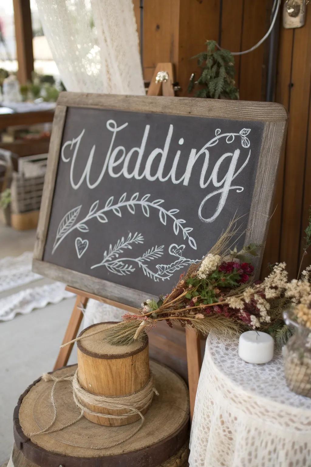 Chalkboard signs add a touch of vintage charm and are highly versatile.