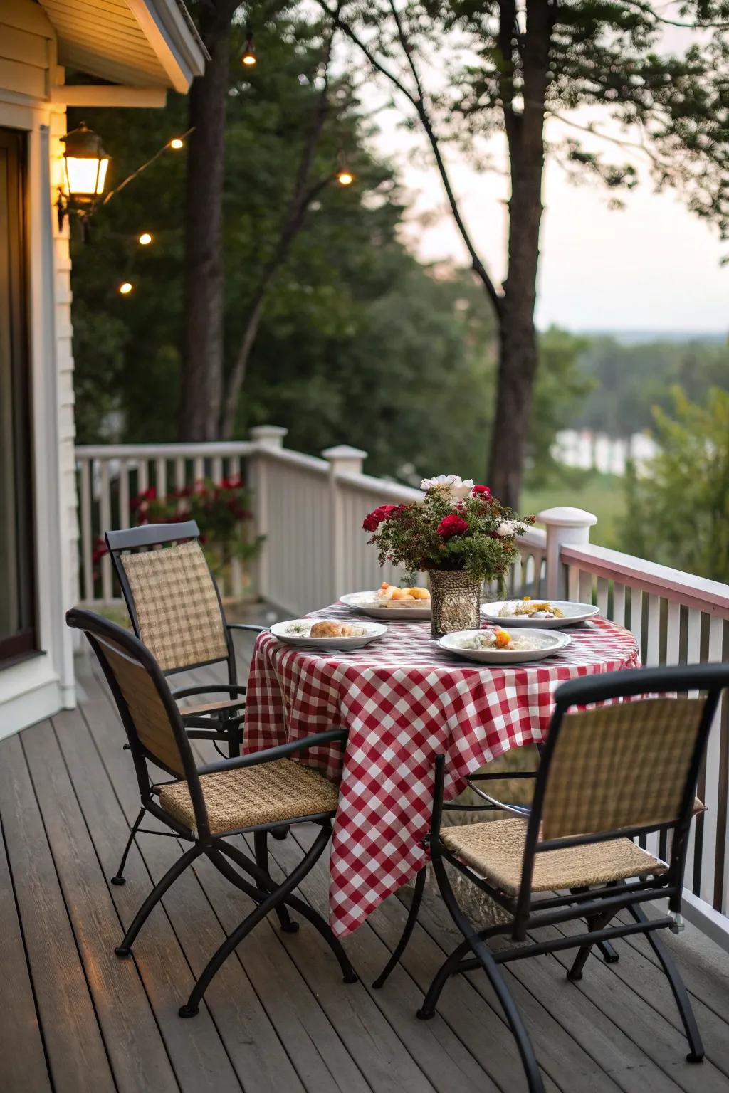 An outdoor dining nook perfect for meals al fresco.