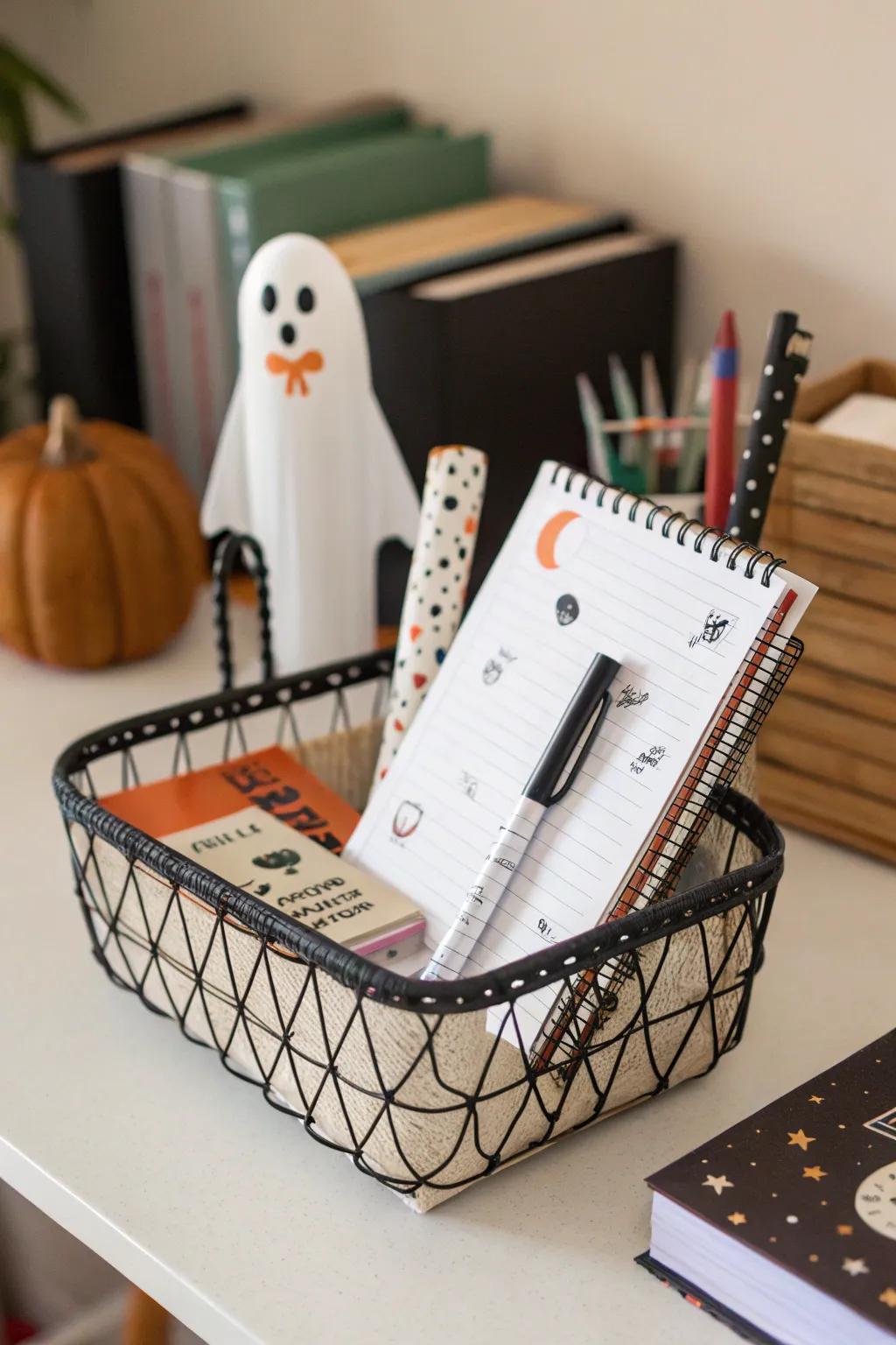 Spooky stationery adds a creative spark to your boo basket.