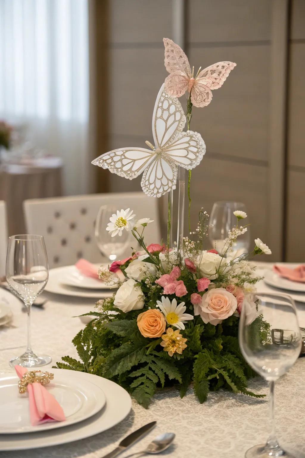 A butterfly centerpiece is perfect for gatherings.