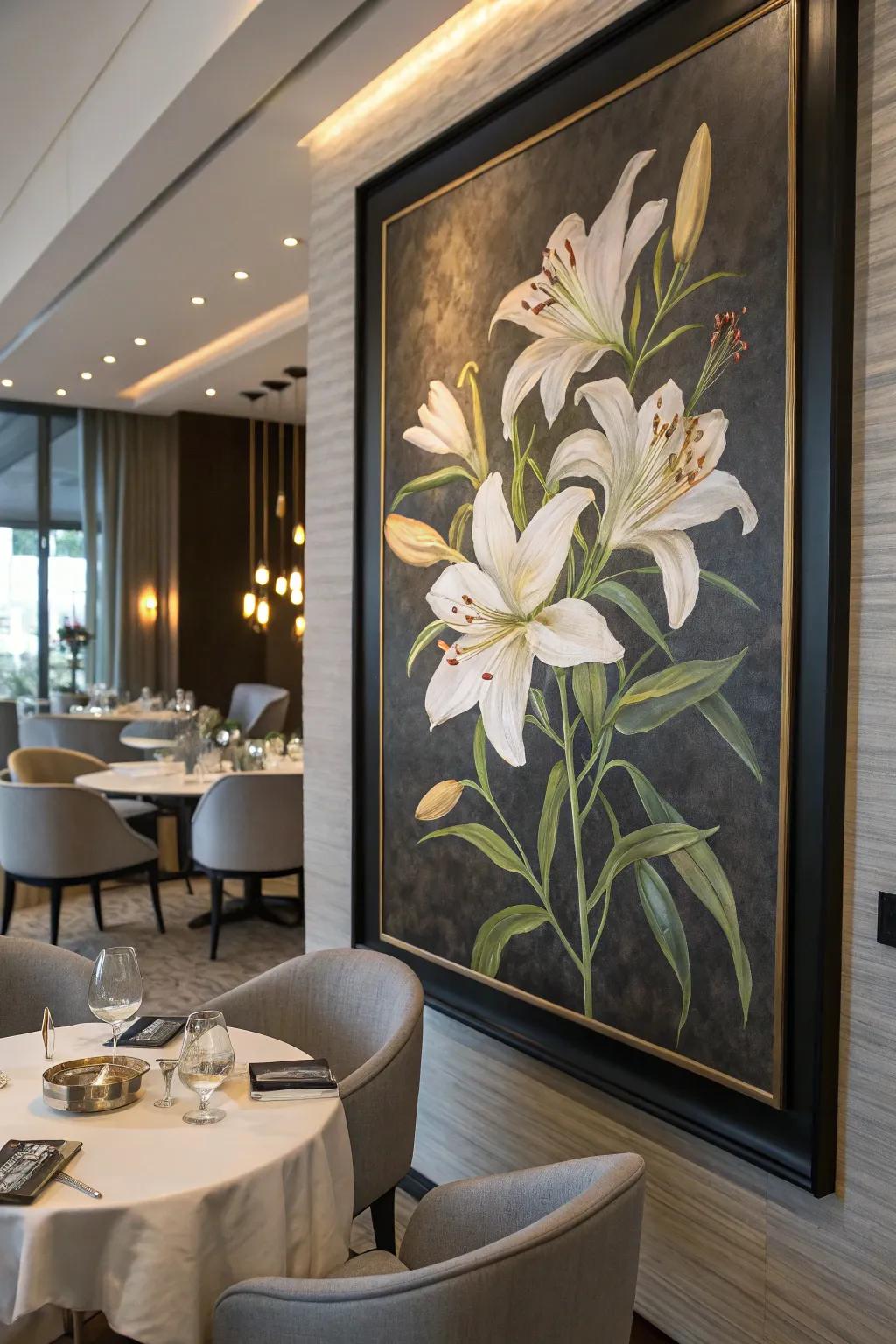 Floral art with spiritual symbolism refreshes any decor.