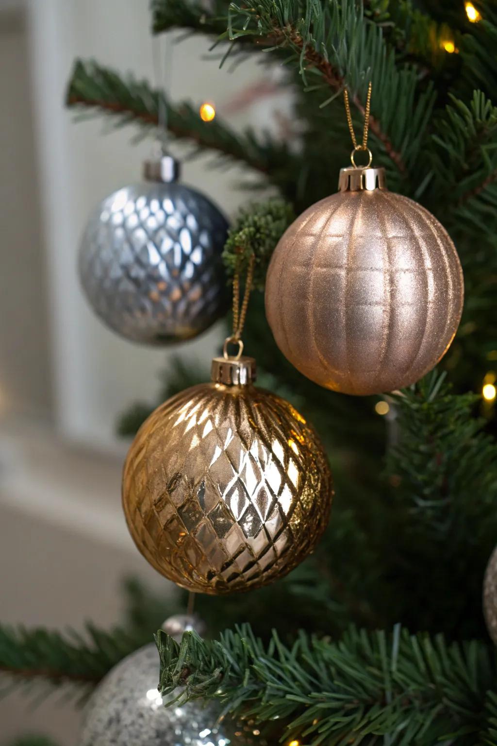 Metallic sheens impart a modern sophistication to your festive decorations.