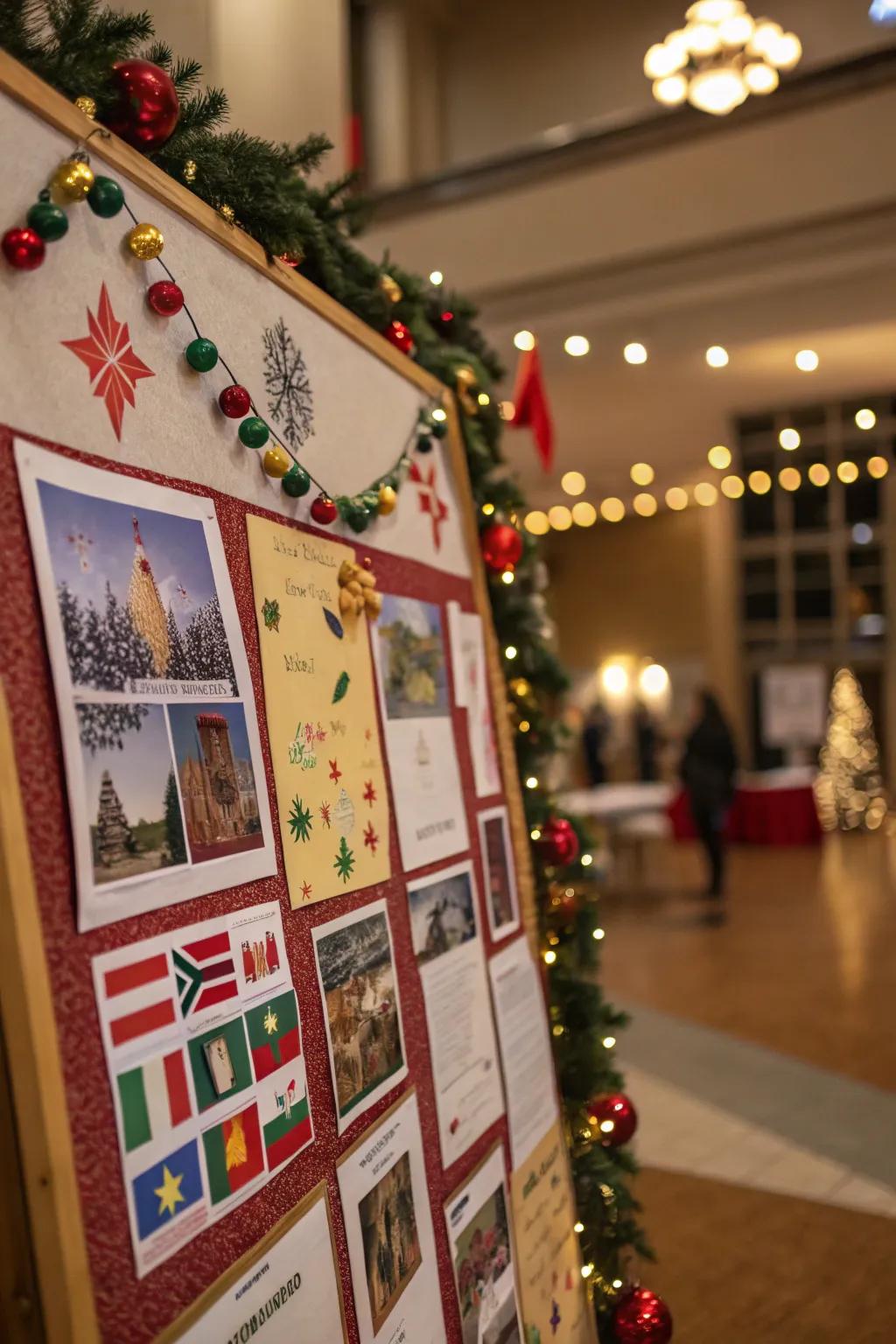 Explore global holiday traditions with a diverse display.