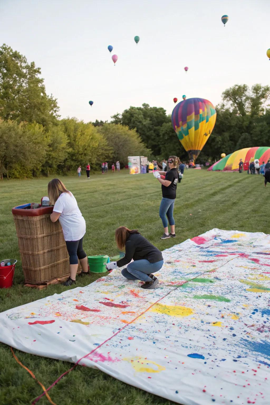 A canvas transformed by a playful paint bomb activity.