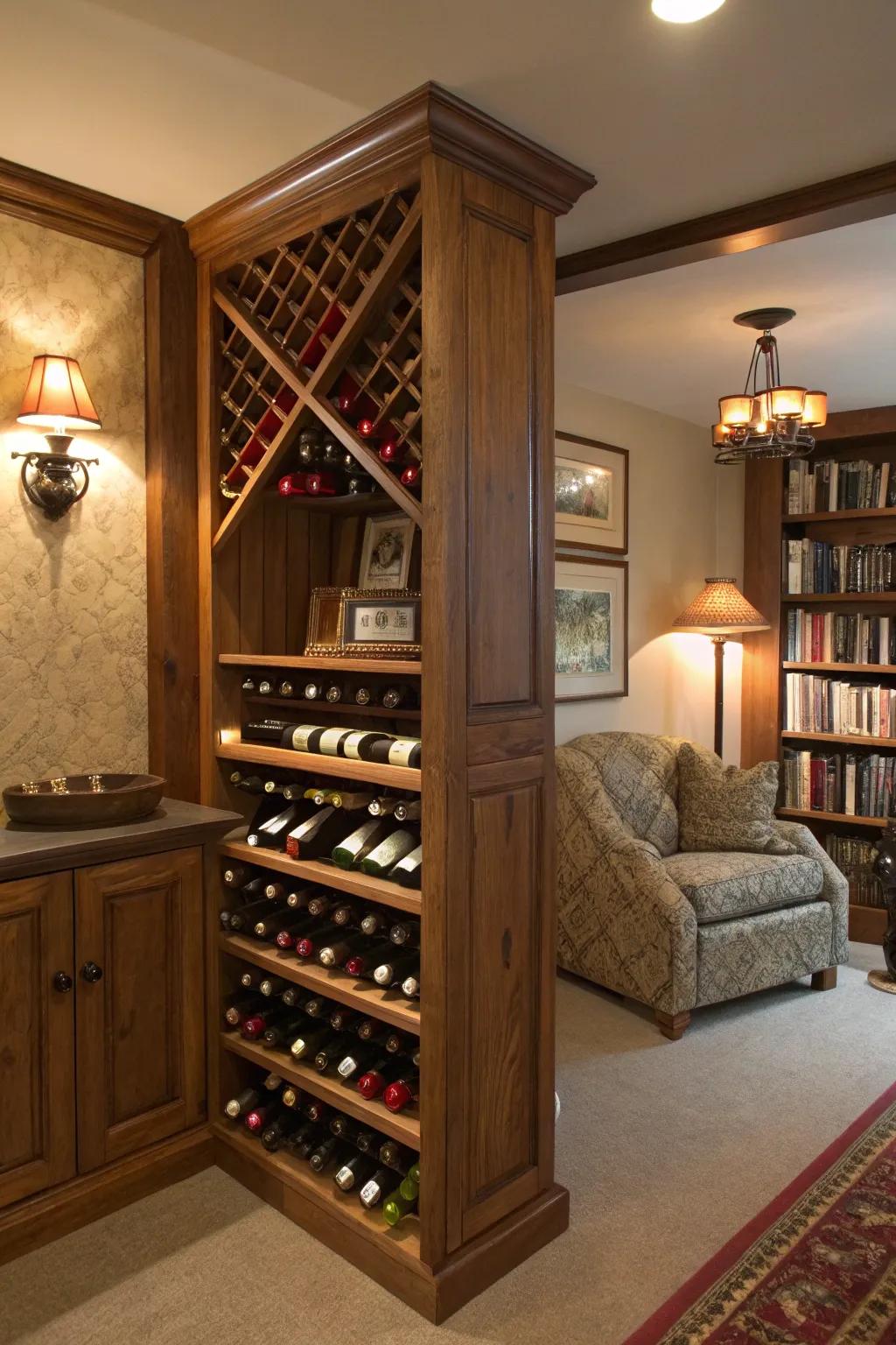 Nook wine racks utilize every inch.