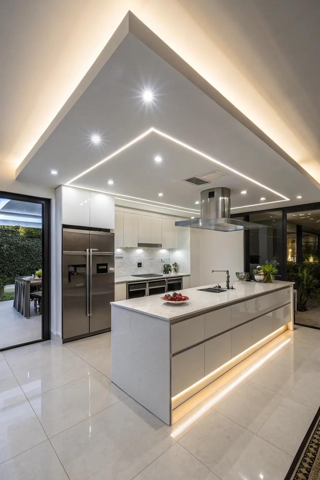 Seamlessly integrated lighting for a modern kitchen.