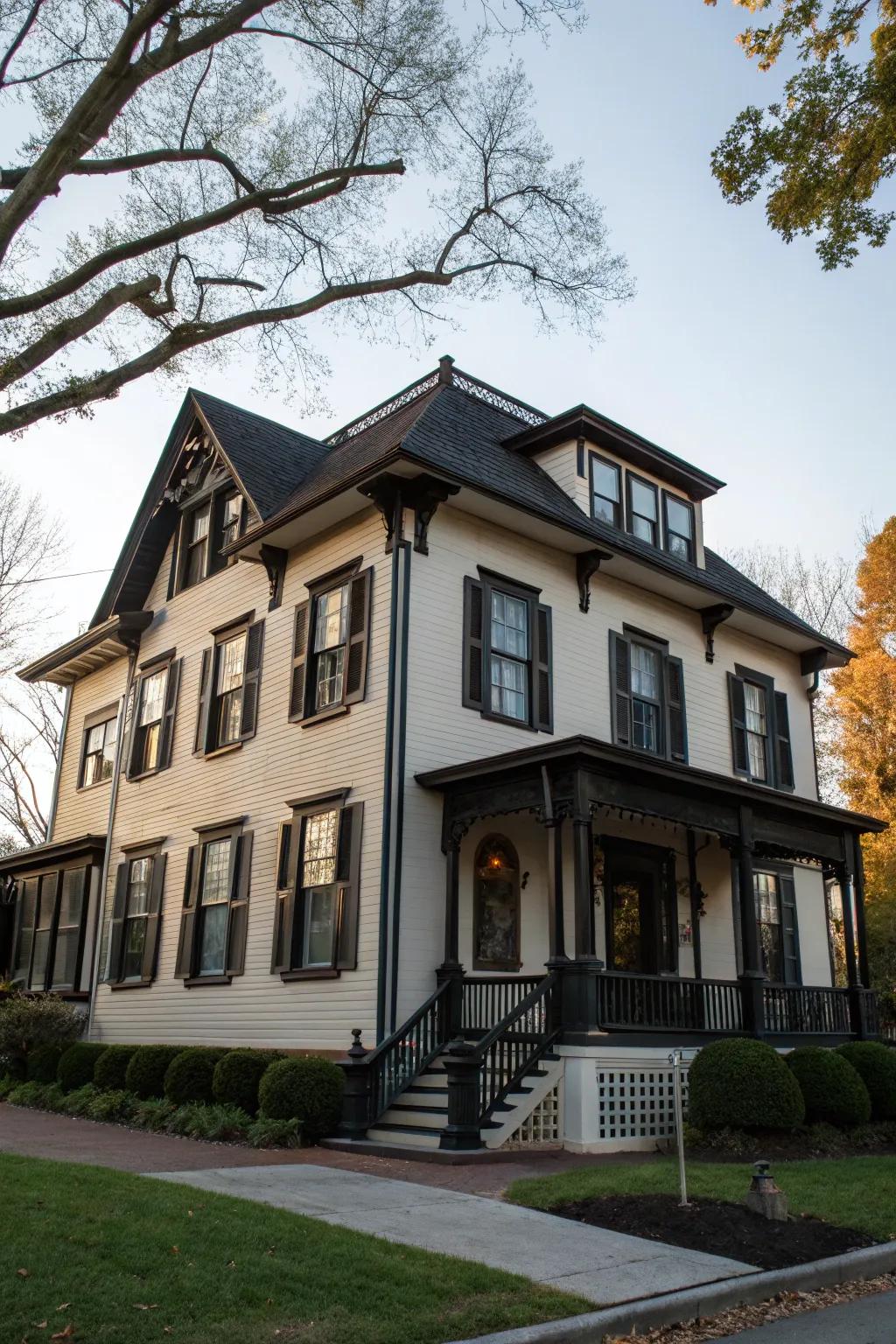 Dark trims add depth and drama to your home's exterior.