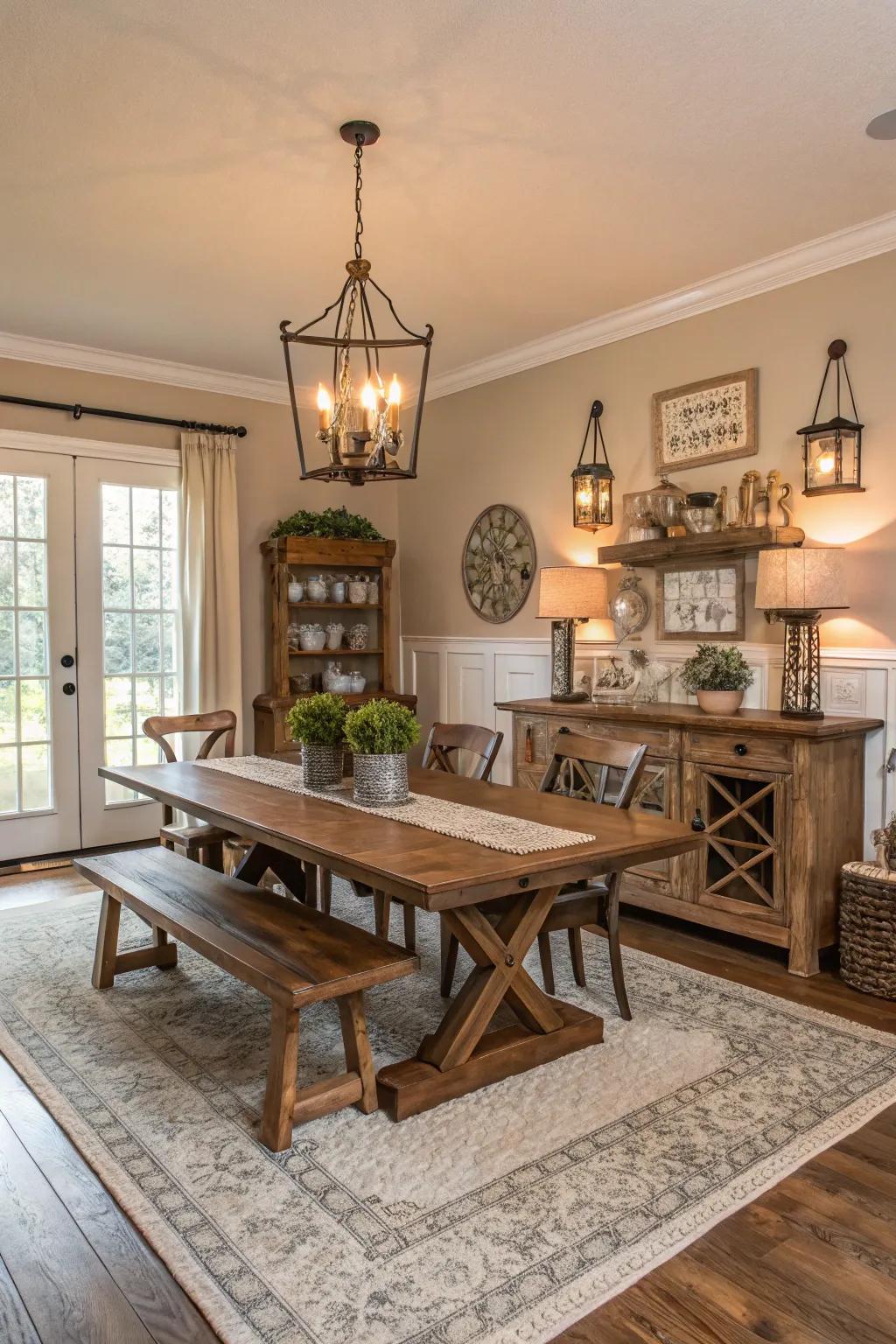 A neutral color palette creates a serene and inviting atmosphere in this dining room.