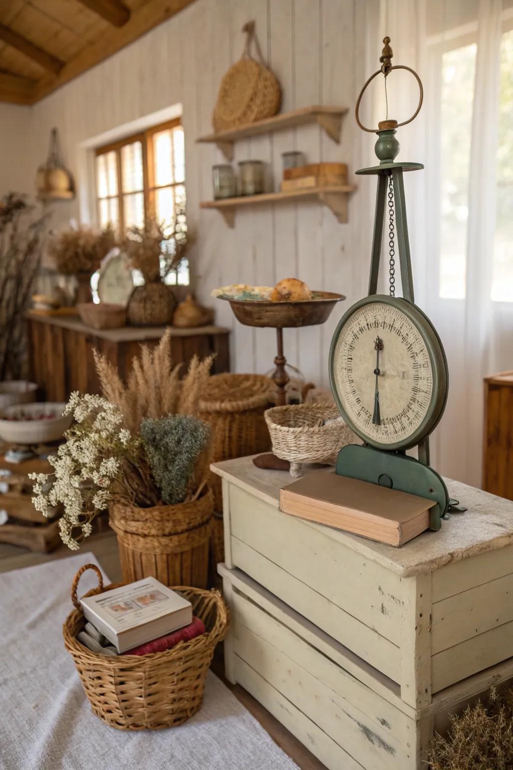 Earthy tones harmonizing around a vintage scale.