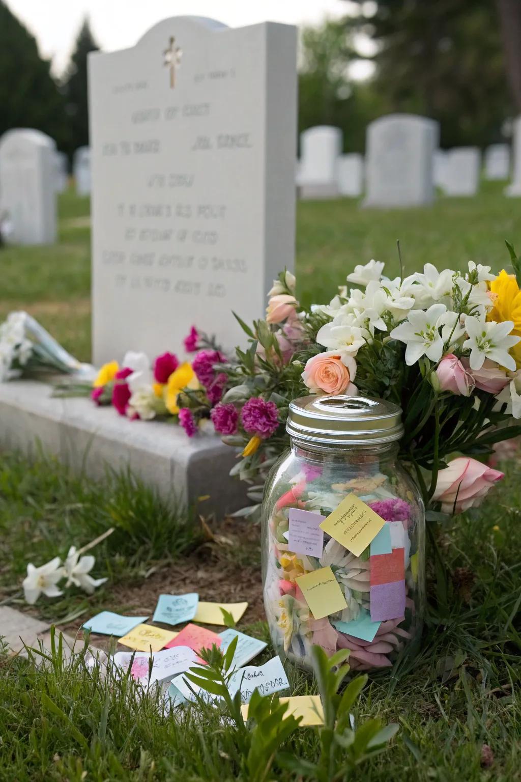 A memory jar capturing heartfelt stories and messages.