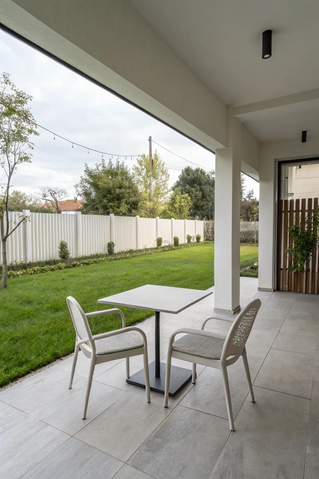 Embrace serenity with a modern minimalist patio design.