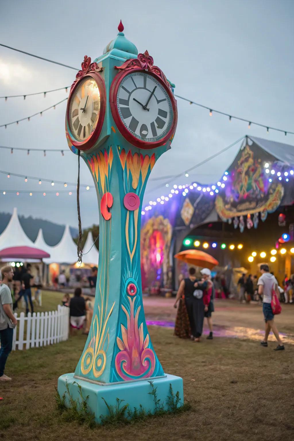 Surreal sculptures as totems captivate and intrigue festival-goers.