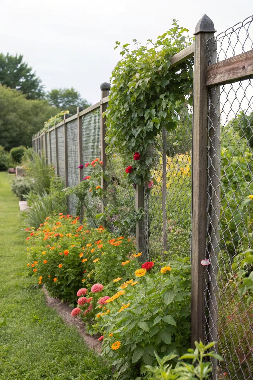 A floppy top fence effectively deters climbing animals from entering the garden.