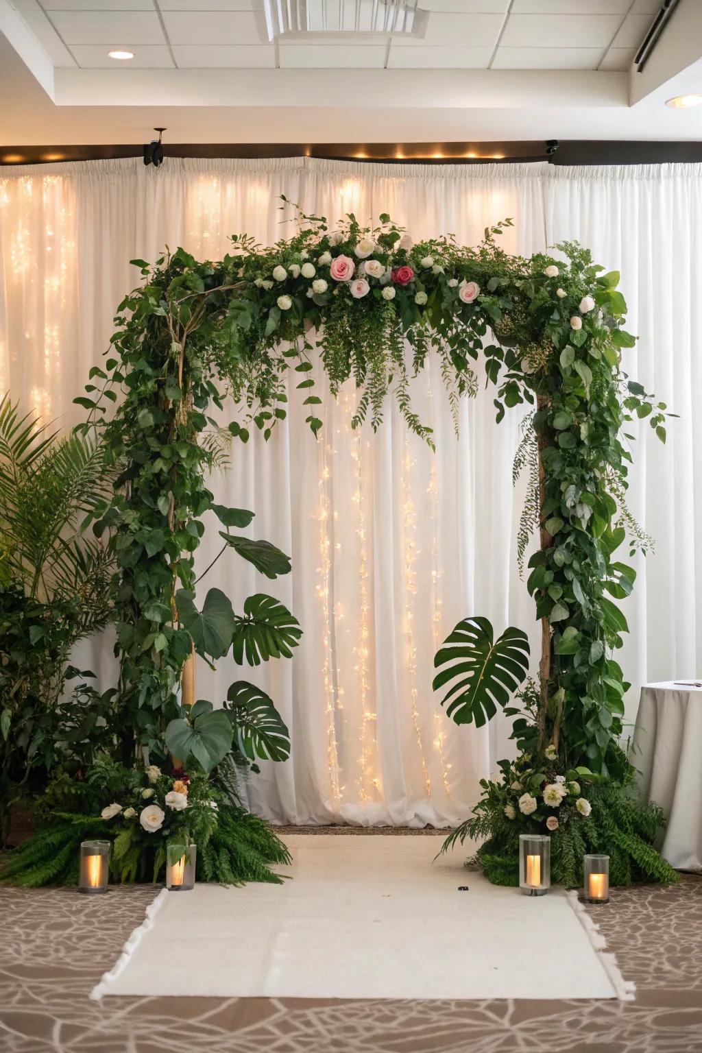 A versatile green backdrop enhancing any wedding theme.