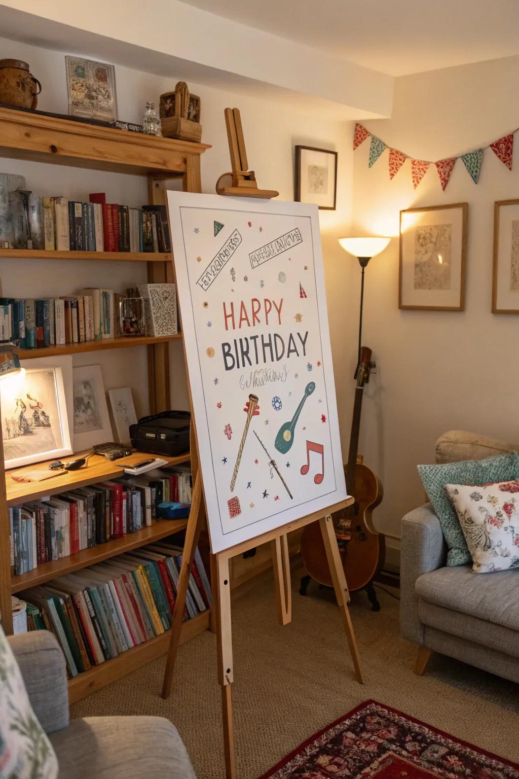 Themed birthday posters reflect the celebrant's unique interests.