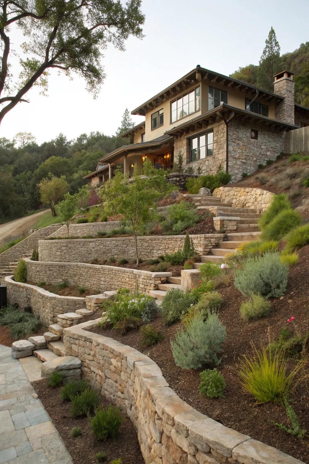A house designed to work with natural drainage, ensuring landscape preservation.