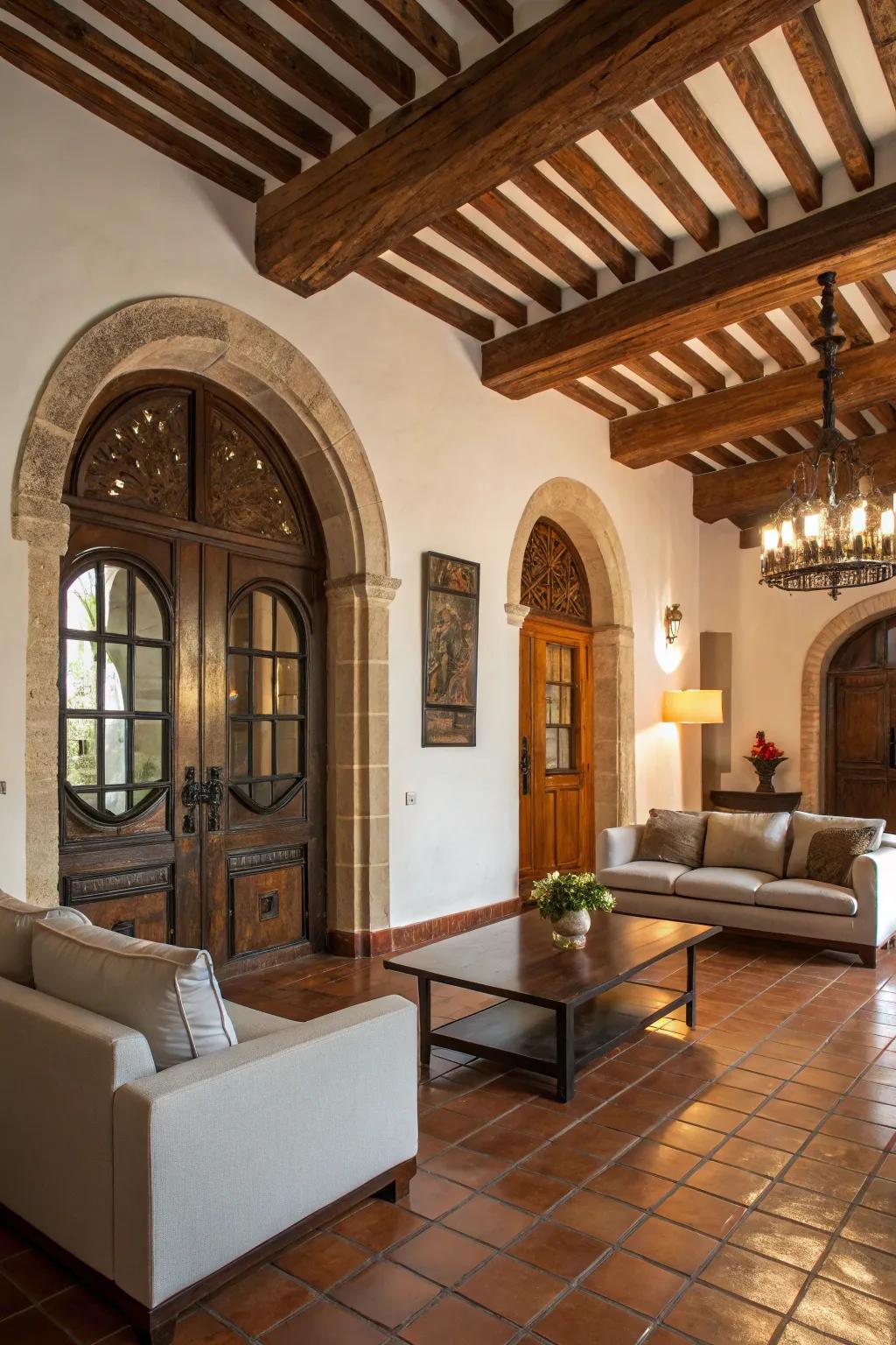 A harmonious blend of Spanish Colonial and modern design elements.